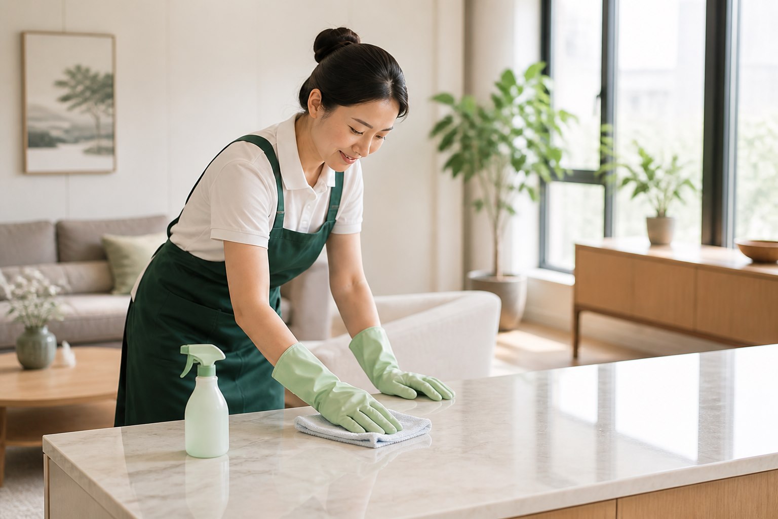 专业家政人员提供家庭保洁服务